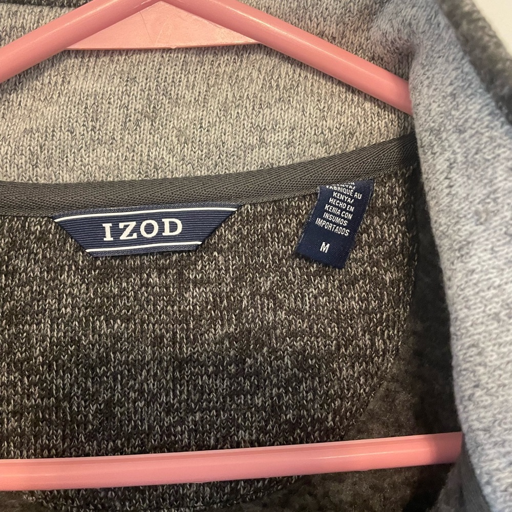 Mens Izod Gray Zip Up Sweater - Picture 6 of 9